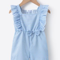 Mark & Mia Sleeveless Striped Jumpsuit With Bow Applique - Light Blue-image-49