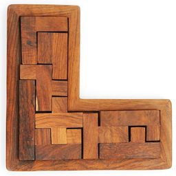 The Puzzl Co - L Shaped Wooden Pentomino Puzzle | 3D Wooden Puzzle for Kids | Brain Teaser Game Educational Puzzle Set for Kids Age 5+ Years | Durable and Sturdy-3