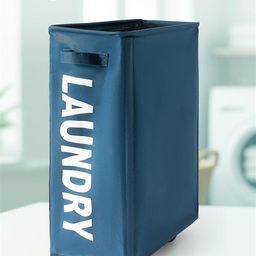 Laundry Basket with Wheels Foldable Large Capacity & Water Resistant - Blue-23