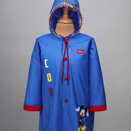Babyhug Full Sleeves Below Knee Length Raincoat With Mickey Cool Print - Royal Blue-image-98