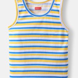Babyhug 100% Cotton Single Jersey Knit Sleeveless Sando With Stripes - Blue-image-50