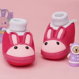 Neska Moda Rabbit Face Applique Detailed Slip On Booties - Rani Pink-picture-49