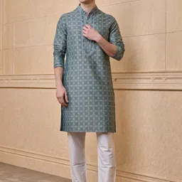Tasva Men Geometric Printed Kurta with Trouser-picture-16