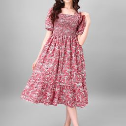 Raiyani Enterprise Floral Printed Applique Fit & Flare Midi Dress-image-25