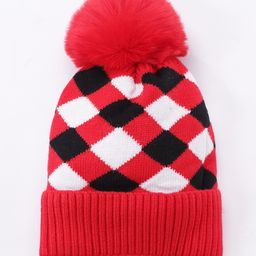 Babyhug Woollen Cap Stripes Pattern Red - Diameter 10 cm image 2