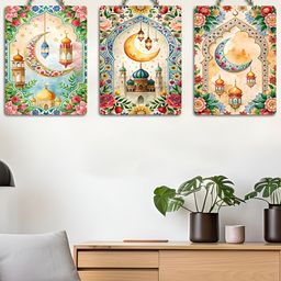 ArtVibes Blue & Beige 3 Pieces Printed Wooden Wall Hanging Decors-image-58