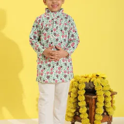 Cutiekins Boys Floral Printed Regular Kurta with Pyjamas-image-38