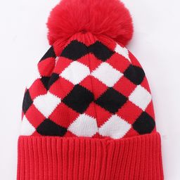 Babyhug Woollen Cap Stripes Pattern Red - Diameter 10 cm image 3