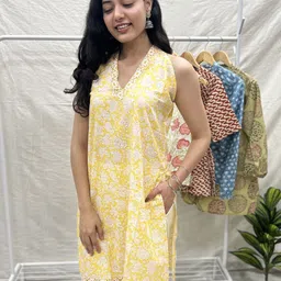 GOODHAND Floral Printed Halter Neck Kurta-image-75