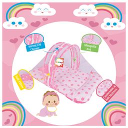 Kwitchy New Born Baby Bedding Combo Set Mattress with Net & Sleeping Bag -Pink image 4