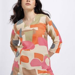 Anouk Rustic Abstract Printed V-Neck Kurti-picture-2