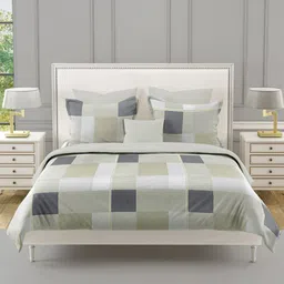 SWAYAM Yellow & White Geometric 210 TC King Bedsheet with 2 Pillow Covers-image-80