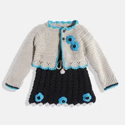 CHUTPUT Grey & Blue Floral Crochet Jumper Dress-picture-22