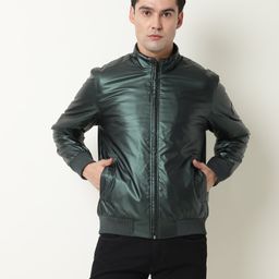 RARE RABBIT Men Carpi Regular Fit Mock Collar Bomber Jacket-image-5