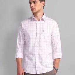 AD by Arvind Pink Slim Fit Check Shirt-image-90