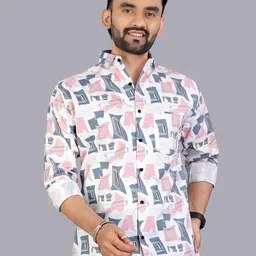 Metronaut Men Classic Fit Abstract Printed Spread Collar Cotton Casual Shirt-picture-46