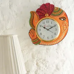 eCraftIndia Handicraft Lord Ganesha Analog Wall Clock-image-1
