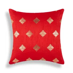 Home4U Griva Red & Gold Poly Dupion Cushion Cover - Set of 1-image-26