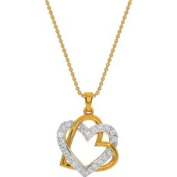 Kisna Diamond & Gold Jewellery 14k Heart To Heart Diamond Pendant-image-79