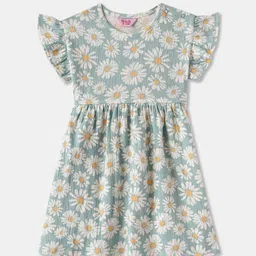 R&B Floral Print Flutter Sleeve A-Line Dress-image-93