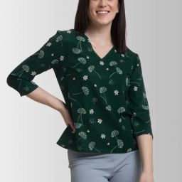 Fablestreet Green Floral Print Top-image-34
