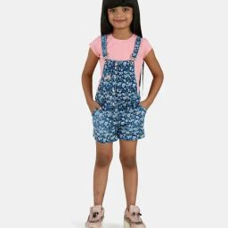 Peppermint Kids Blue & Pink Printed Dungaree-image-63