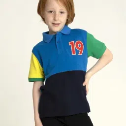 Cherry Crumble by Nitt Hyman Kids Multicolor Color Block Pattern Polo T-Shirt-image-8