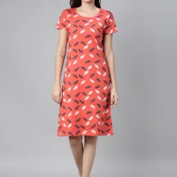 Kryptic Orange Printed Night Dress-picture-37