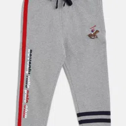 Beverly Hills Polo Club Kids Grey & Red Cotton Printed Joggers-6