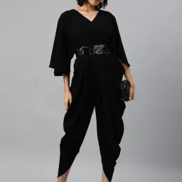 Cottinfab Polyester Black Embellished Dhoti Jumpsuit-picture-5