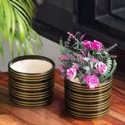ExclusiveLane Hand-painted Dark Brown Table Planter Pots In Ceramic - Set of 2-image-83