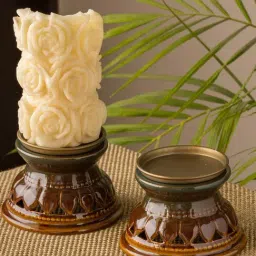 ExclusiveLane 'Amber & Teal' Studio Pottery Candle Holder In Ceramic (Set of 2)-image-28