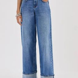 FEMMELLA Blue Denim Solid Mid Rise Jeans-image-14