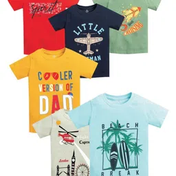 MM Impex Kids Pack of 6 Graphic Printed Round Neck Cotton T-shirts-38