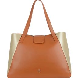 Baggit Brown Color Block Large Tote image 1