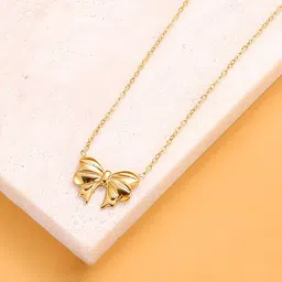 Jewels Galaxy Gold-Plated Stainless Steel Anti Tarnish Bow Shaped Pendant with Chain-33
