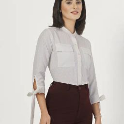 Style Quotient Women Self Design White Swiss Dot Regular Fit Formal Shirt-95