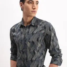 Rare Rabbit Black Geometric Regular Fit Casual Shirt-picture-6