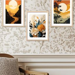 Kotart Brown & White 3 Pieces Floral and Botanical Wooden Wall Arts-picture-7