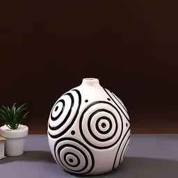 TAYHAA White & Black Printed Ceramic Flower Vase-picture-10