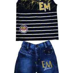 ZADMUS Boys Striped Round Neck Pure Cotton T-Shirt With Shorts-image-73
