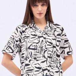 Winza Designer White Abstract Top-34