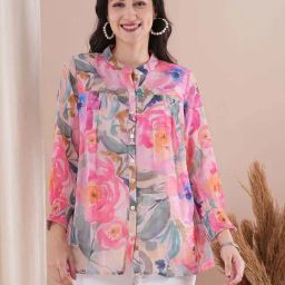 Fashor Pink Floral A-Line Kurti-image-57