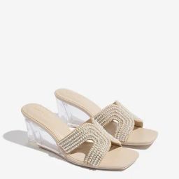 LUNA BLU by Westside Ivory Pearlescent Wedge-Heel Sandals-image-56