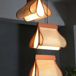 Claymango Firefly Mini Cluster Brown Textured Hanging Pendant Wooden Ceiling Lamp-42