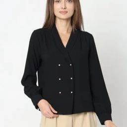 Vero Moda Black Solid Full Sleeves Tops-image-34