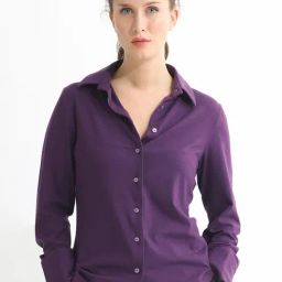 RAREISM Purple Cotton Solid Long Sleeves Shirt-image-84