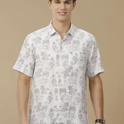 Linen Club Men Contemporary Spread Collar Slim Fit Printed Shirt-picture-18