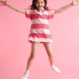 U.S. Polo Assn. Kids Girls Striped Pure Cotton T-Shirt Dress-picture-47