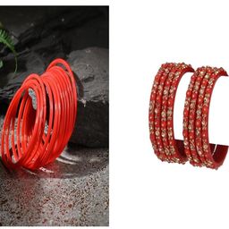 SOMIL Set Of 20 Red Glass Artificial Stones and Beads Bangles-image-61